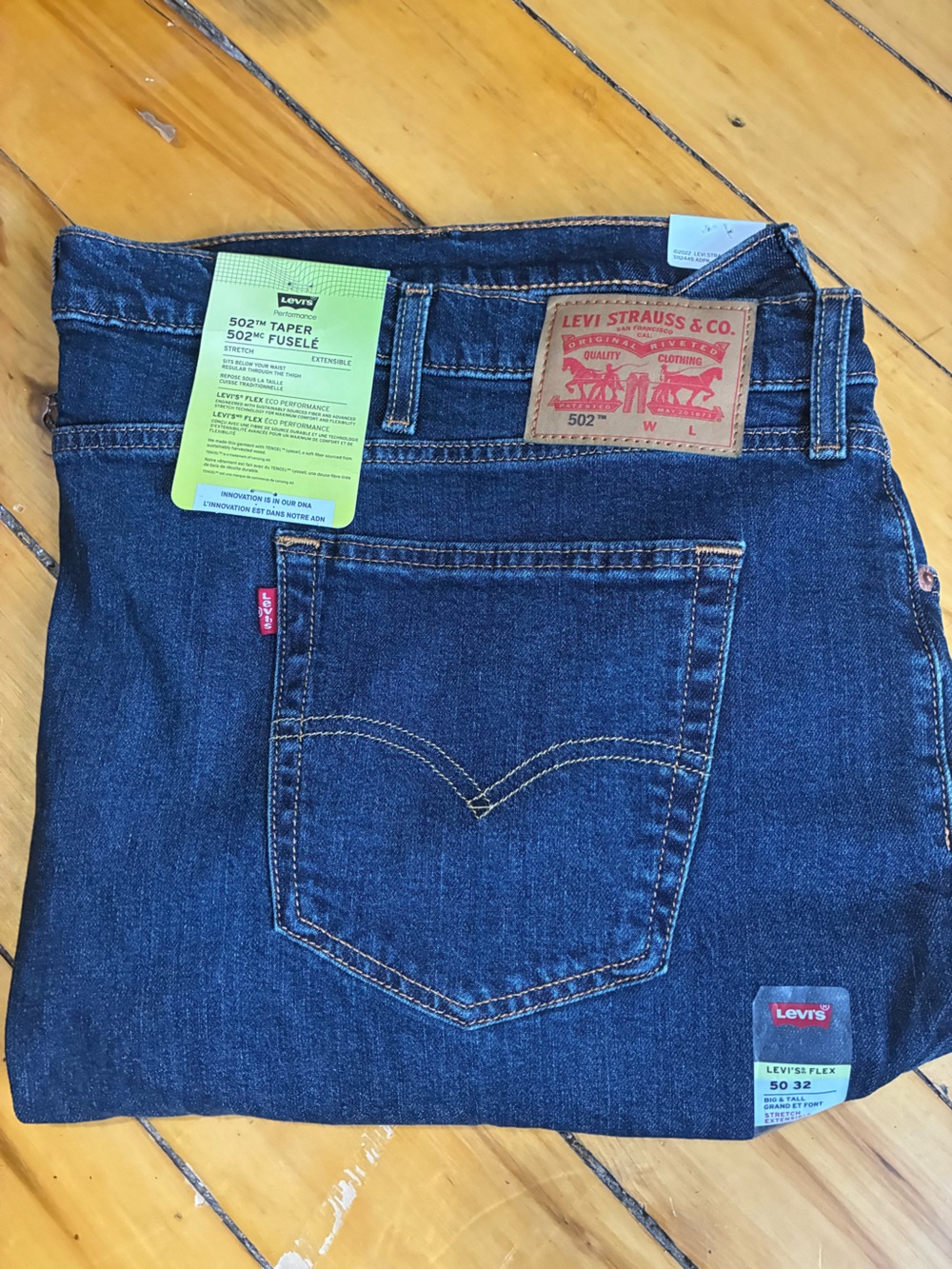 NWT Levi's Men's 502 Stretch Taper Jeans Big & Tall 50 x 32